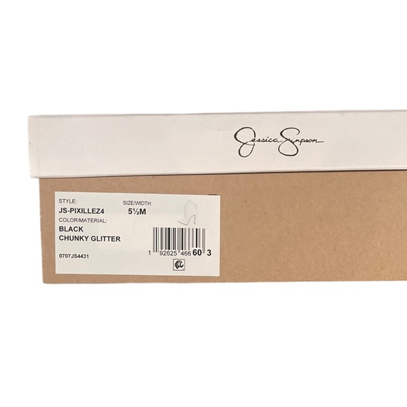 JESSICA SIMPSON PIXILLEZ 4 BOOTIE IN BLACK CHUNKY GLITTER - BRAND NEW IN BOX! - Picture 4 of 12
